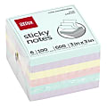 Office Depot® Brand Sticky Notes, 3" x 3", Assorted Pastel Colors, 100 Sheets Per Pad, Pack Of 6 Pads