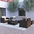 Flash Furniture 5-Piece Outdoor Faux-Rattan Sofa, Chair And Table Set, Chocolate Brown 1 thumbnail image