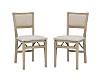 Linon Baker Wood Folding Accent Chairs, Gray Wash/Beige, Set Of 2 Chairs 1 thumbnail image