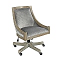 Linon Home Decor Products Lula Quilted Fabric Mid-Back Home Office Chair, Gray/Gray Wash