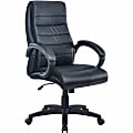 Lorell® Deluxe Ergonomic Bonded Leather High-Back Chair, Black