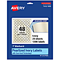 Avery® Pearlized Permanent Labels With Sure Feed®, 94606-PIP25, Starburst, 1", Ivory, Pack Of 1,200 Labels