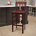 Flash Furniture HERCULES Series Finished Wooden Restaurant Barstool With School House Back, Mahogany