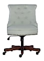 Linon Dallas Fabric Mid-Back Home Office Chair, Mint Green/Dark Walnut