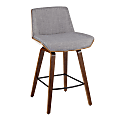 LumiSource Corazza Mid-Century Modern Counter Stool, Walnut/Light Gray