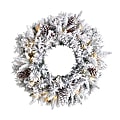Nearly Natural Flocked Artificial Christmas Wreath With 35 Warm LED Lights, 20” x 5”, White 1 thumbnail image