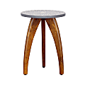 Coast to Coast Wood Round Accent Table With Bone Inlay, 22”H x 16”W x 16”D, Sandalwood Brown/Floral Blue