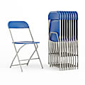 Flash Furniture HERCULES Series Premium Plastic Folding Chairs, Blue, Set Of 10 Chairs