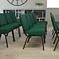 Flash Furniture HERCULES Series 21"W Stackable Church Chair, Hunter Green/Goldvein