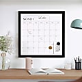 Martha Stewart Everette Magnetic Monthly Calendar Dry-Erase Board, 18" x 18", Black Wood Grain