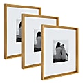 Uniek Kate And Laurel Calter Modern Wall Picture Frame Set, 21 1/2” x 17 1/2" With Mat, Gold, Set Of 3