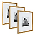 Kate And Laurel Calter Modern Wall Picture Frame Set, 21 1/2” x 17 1/2" With Mat, Gold, Set Of 3 1 thumbnail image