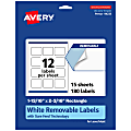 Avery® Removable Labels With Sure Feed®, 94233-RMP15, Rectangle, 1-13/16" x 2-3/16", White, Pack Of 180 Labels 1 thumbnail image