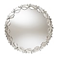 Baxton Studio Petal Leaf Round Accent Wall Mirror, 32", Antique Silver