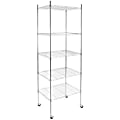 Mount-It! Wire Shelving With Wheels, 5-Tiers, 74-1/4"H x 24"W x 18"D, Silver