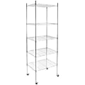 Mount-It! Wire Shelving With Wheels, 5-Tiers, 74-1/4"H x 24"W x 18"D, Silver 1 thumbnail image