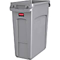 Rubbermaid® Slim Jim® Rectangular Plastic Vented Waste Container, 16 Gallons, 25"H x 11"W x 22"D, Gray 1 thumbnail image