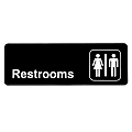 Alpine Unisex Restrooms Signs, 3" x 9", Black/White, Pack Of 15 signs