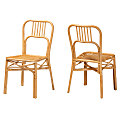 bali & pari Ivora Modern Bohemian Dining Chairs, Natural Brown, Set Of 2 Chairs