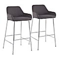 LumiSource Daniella Bar Stools, Charcoal/Chrome, Set Of 2 Stools