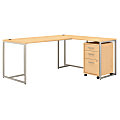 kathy ireland® Office by Bush Business Furniture Method 72"W L-Shaped Desk With 30"W Return And Mobile File Cabinet, Natural Maple, Standard Delivery