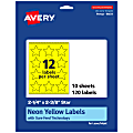 Avery® Print-To-The-Edge Labels With Sure Feed® Technology, 94611-NYP10, Star, 2-1/4" x 2-3/8", Matte Neon Yellow, Pack of 120 1 thumbnail image