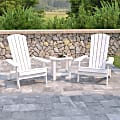 Flash Furniture Charlestown All-Weather Poly Resin Folding Adirondack Chairs With Side Table, White