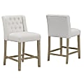 Glamour Home Aled Counter-Height Stools, Beige/Antique Wood, Set Of 2 Chairs 1 thumbnail image
