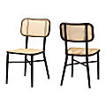 Baxton Studio Katina Mid-Century Modern Dining Chairs, Beige/Dark Brown, Set Of 2 Chairs