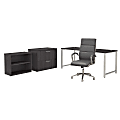 Bush Business Furniture 400 Series 72"W x 30"D Table Desk And Chair Set With Storage, Storm Gray, Premium Installation