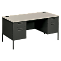 HON® Metro Classic Double-Pedestal Desk, Gray/Charcoal