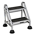 Cosco® Rolling Commercial Step Stool, 2-Step, 19 7/10 Spread, Black/Platinum