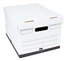 Office Depot® Brand Heavy-Duty Quick Set Up Storage Boxes, Letter/Legal Size, 15" x 12" x 10", 60% Recycled, White/Black, Case Of 10