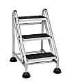 Cosco® Rolling Commercial Step Stool, 3-Step, 26 3/5 Spread, Black/Platinum