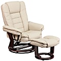 Flash Furniture LeatherSoft™ Faux Leather Recliner And Ottoman, Beige/Mahogany