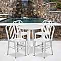Flash Furniture Commercial Grade Round Metal Indoor-Outdoor Table With 4 Chairs, 29-1/2”H x 30”W x 30”D, White, Set Of 5 1 thumbnail image