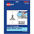 Avery® TrueBlock® Labels, 94266-TWMP100, Rectangle, 11" x 4-1/4", Matte White, Pack Of 200 1 thumbnail image