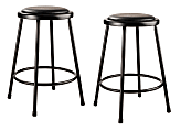 National Public Seating 6400 Series Vinyl-Padded Science Stools, 24"H, Black, Pack Of 2 Stools