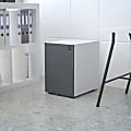 Flash Furniture Modern 21"D Vertical 3-Drawer Mobile Locking Filing Cabinet, Metal, White/Charcoal