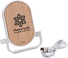 Custom Qi Certified Bamboo Phone Charger Stand, 3-1/2" x 2-1/2"