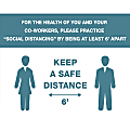 Lorell® You/Co-Workers Please Keep 6' Apart Sign, 8" x 6", Green 1 thumbnail image