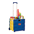 Educational Insights® Teacher Tote-All™ Plastic Rolling Cart With Telescoping Handle, 16 3/4"H x 15 3/4"W x 14 1/4"D, Blue/Yellow 1 thumbnail image