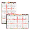 Blueline® Yearly Laminated Wall Calendar, 24" x 36", 30% Recycled, Tropical Watercolor, January To December 2023, C171920