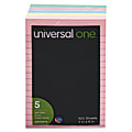 Universal® Lined Self-Stick Notes, 4 in x 6 in, Assorted Colors, 100 Sheets Per Pad, Pack Of 5 Pads