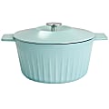 Martha Stewart Enameled Cast Iron Round Dutch Oven With Lid, 5-Quart, Cyan