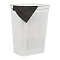 Mind Reader Linen Design Laundry Hamper with Lid, 60L, 23-1/2”H x 14-1/4”W x 18-1/4"L, White 1 thumbnail image