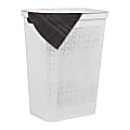 Mind Reader Linen Design Laundry Hamper with Lid, 60L, 23-1/2”H x 14-1/4”W x 18-1/4"L, White