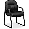 HON® Pillow-Soft® Bonded Leather Guest Chair, Black