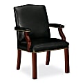 HON® Jackson Series Leather Guest Chair, 36"H x 26"W x 28 1/4"D, Mahogany Frame, Black Leather