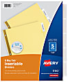 Avery® Big Tab™ Insertable Dividers Gold Reinforced Edge, Buff/Clear, 5-Tab